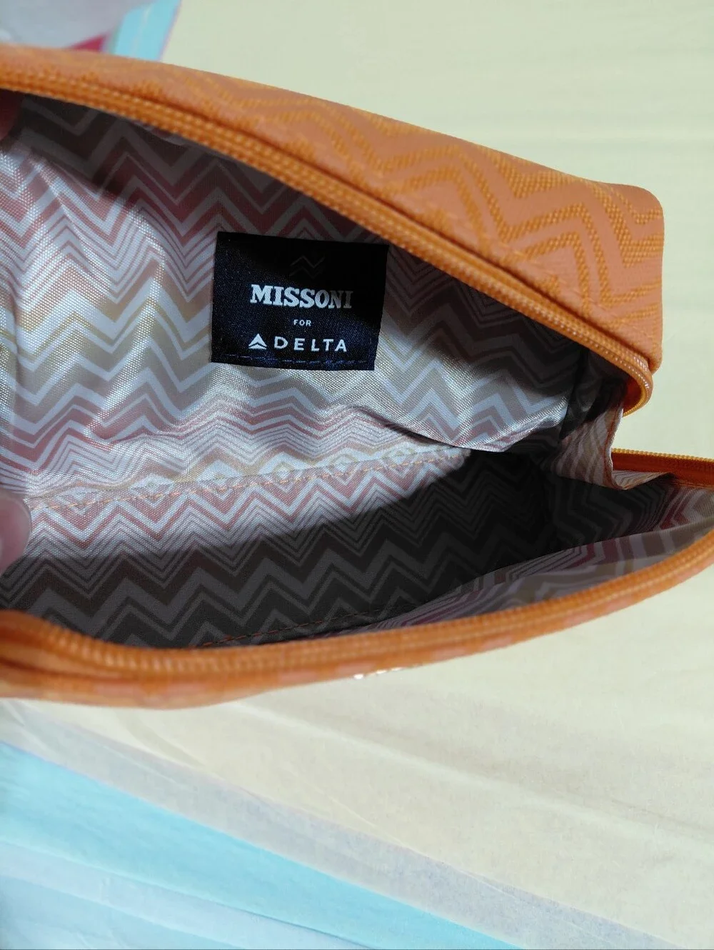 Missoni x Delta Airlines Orange Travel Zippered Bag